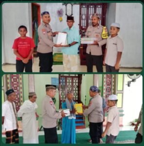 Sat Binmas Polres Ternate Salurkan Al-Qur’an ke Sejumlah Masjid di Moti