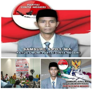Partai Cinta Negeri Resmi Deklarasikan Samsuri sebagai Calon Presiden RI 2029