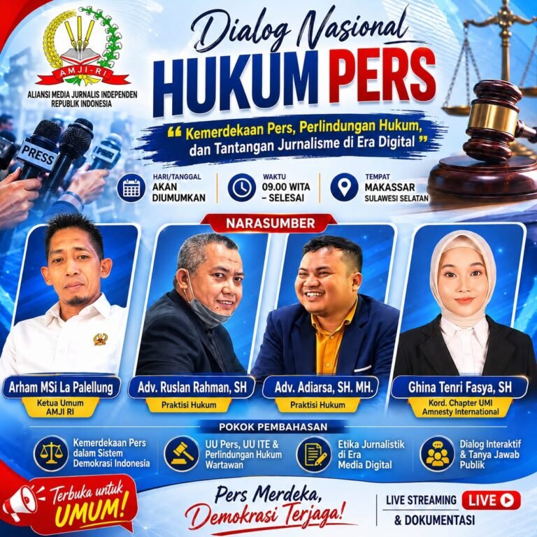 DPW AMJI Sulsel Akan Menggelar Dialog Nasional Hukum Pers, Hadirkan Tokoh Pers dan Praktisi Hukum