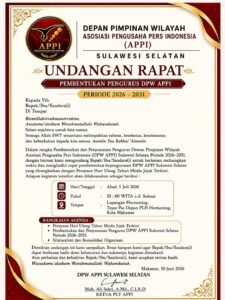 Perkuat Sinergi dan Profesionalisme, DPW APPI Sulsel Gelar Pembentukan Pengurus Bersamaan HUT Media Jejak Terkini