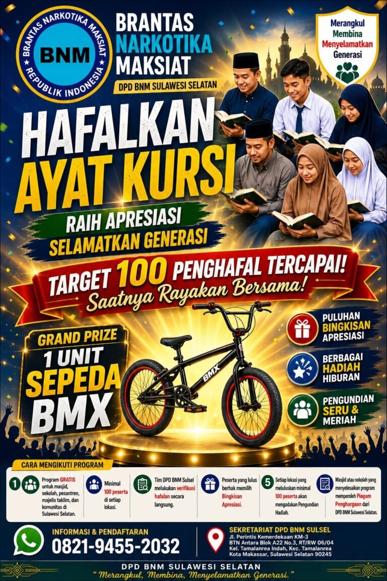 Gerakan Sejuta Ayat Kursi, Ikhtiar BNM Sulsel Bentengi Generasi dari Narkotika dan Maksiat