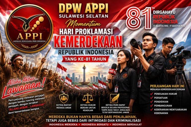81 Tahun Indonesia Merdeka, DPW APPI Sulsel Ajak Anak Bangsa Lanjutkan Perjuangan Para Pahlawan dengan Karya Tulis dan Persatuan